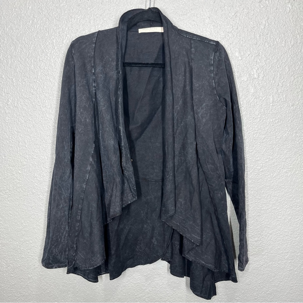 Testimony Los Angeles French Terry Acid Wash Open Front Cardigan